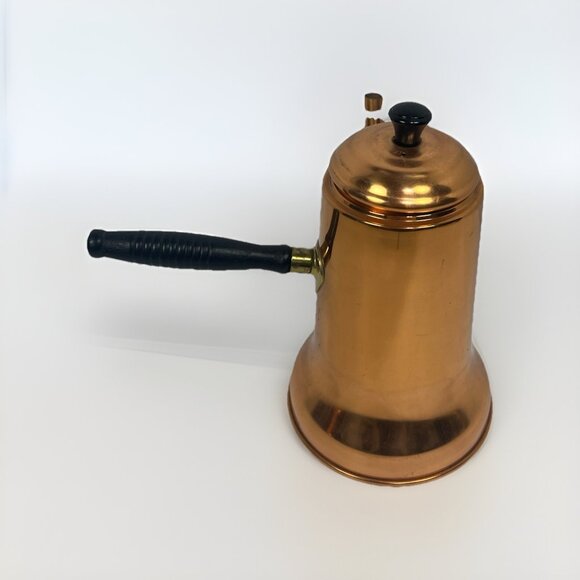 Vintage Coppercraft Guild Copper Turkish Coffee Pot w/ Lid Wood Handle 8" Tall - Picture 3 of 4